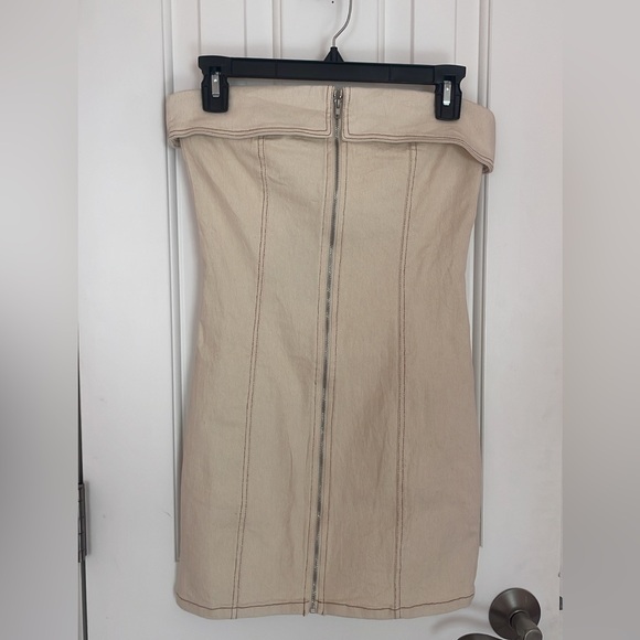 VICI Cream Denim Strapless Dress XS - Picture 2 of 3